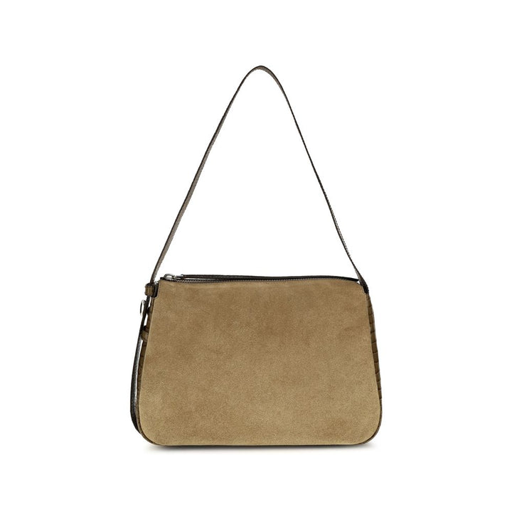 Beige Suede Leather Shoulder Bag Tory Burch