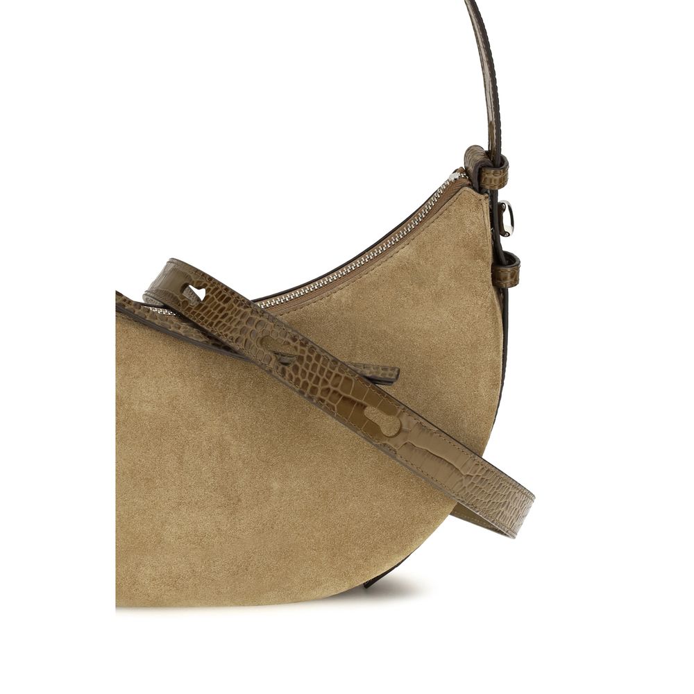 Beige Suede Leather Shoulder Bag Tory Burch