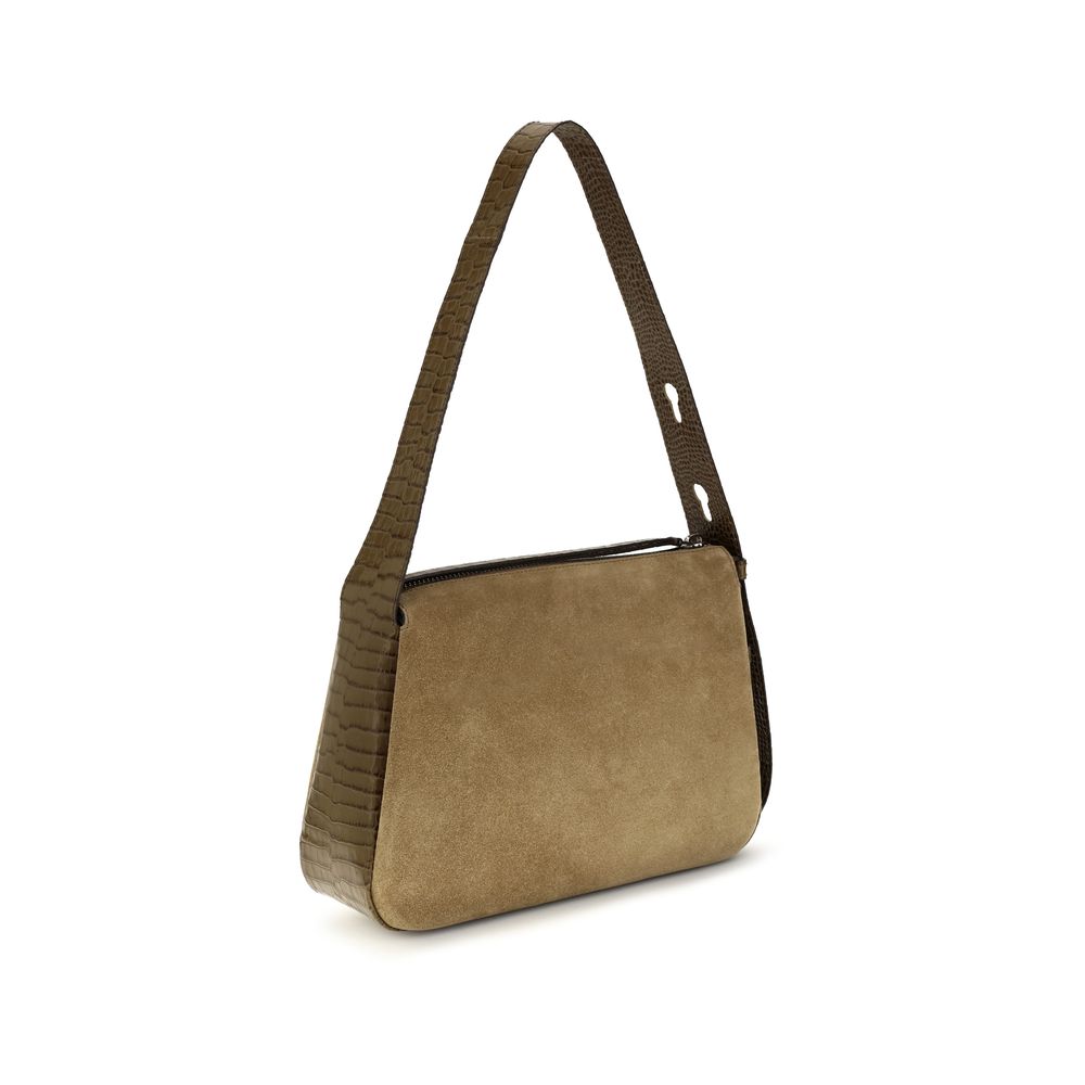 Beige Suede Leather Shoulder Bag Tory Burch