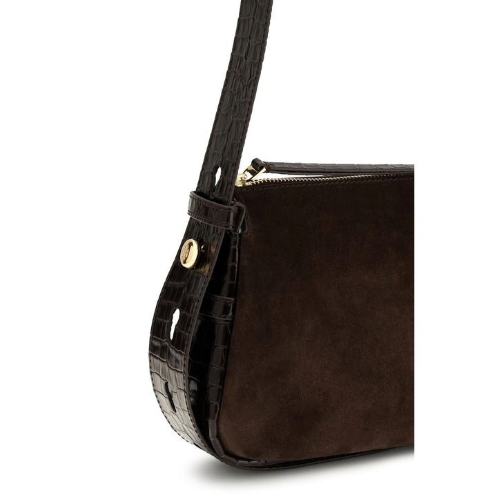 Brown Suede Leather Shoulder Bag Tory Burch
