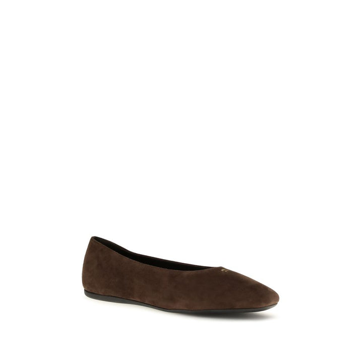 Brown Calf Leather Bos Taurus Ballet Flats Prada