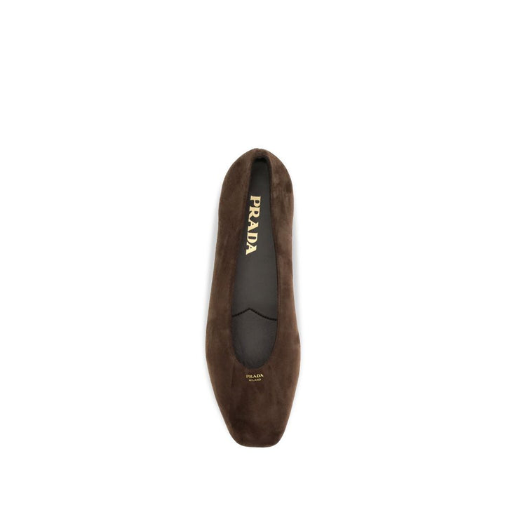 Brown Calf Leather Bos Taurus Ballet Flats Prada