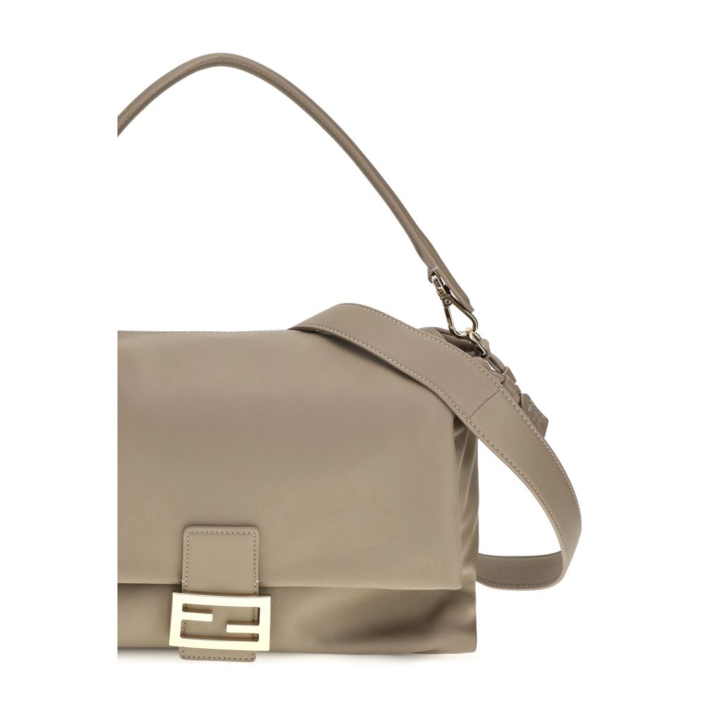 Beige Calf Leather Bos Taurus Shoulder Bag Fendi