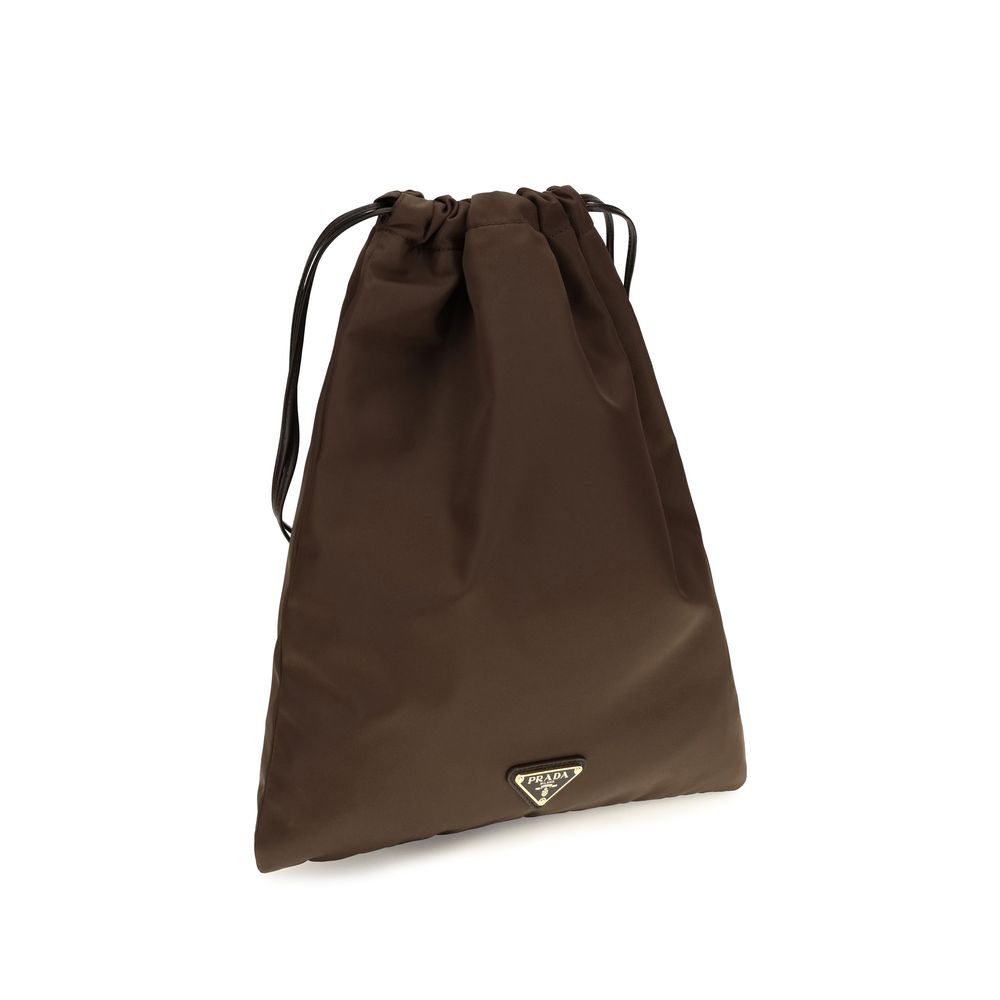 Brown Polyamide Clutch Bag Prada