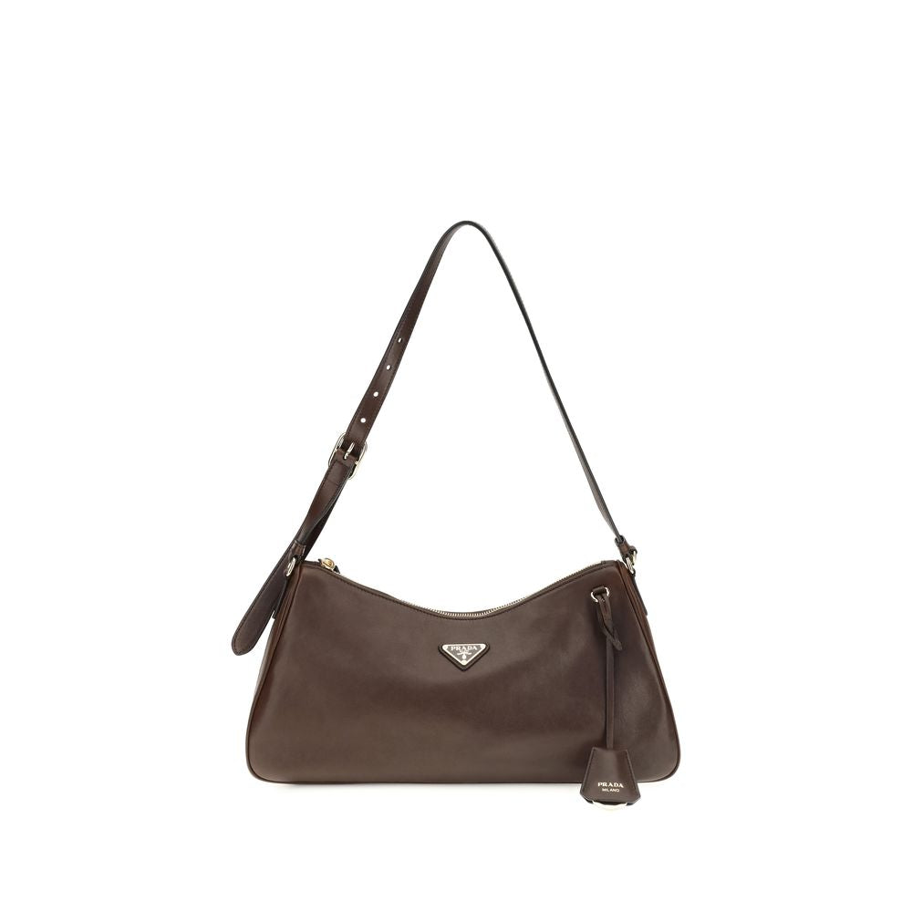 Brown Calf Leather Bos Taurus Shoulder Bag Prada