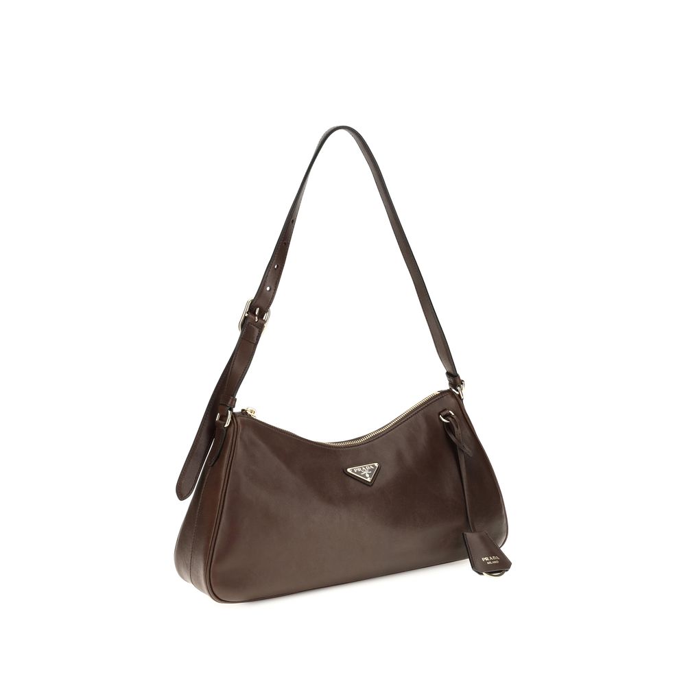 Brown Calf Leather Bos Taurus Shoulder Bag Prada