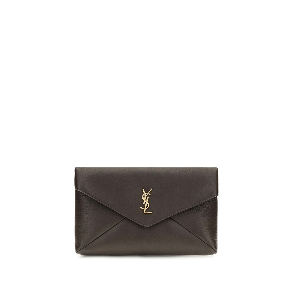 Brown Lamb Ovis Aries Aries Clutch Bag Saint Laurent
