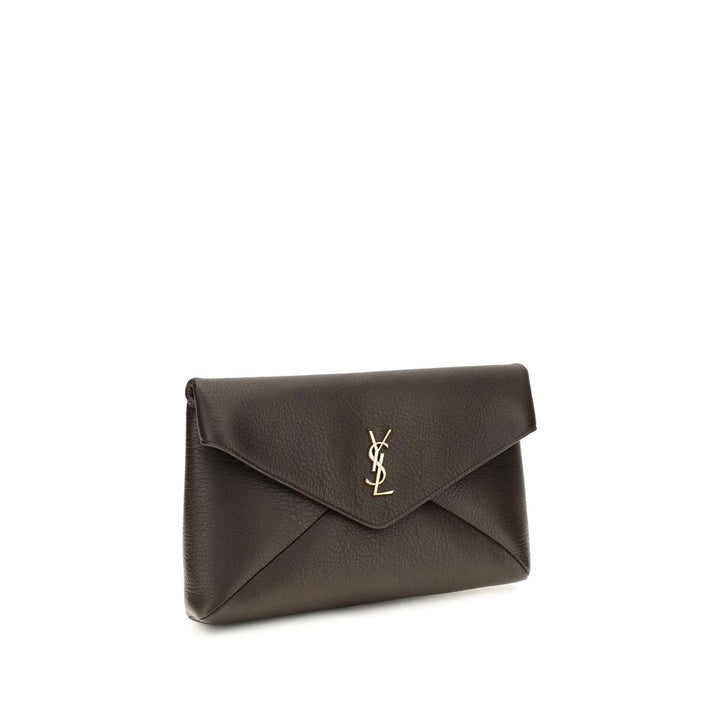 Brown Lamb Ovis Aries Aries Clutch Bag Saint Laurent