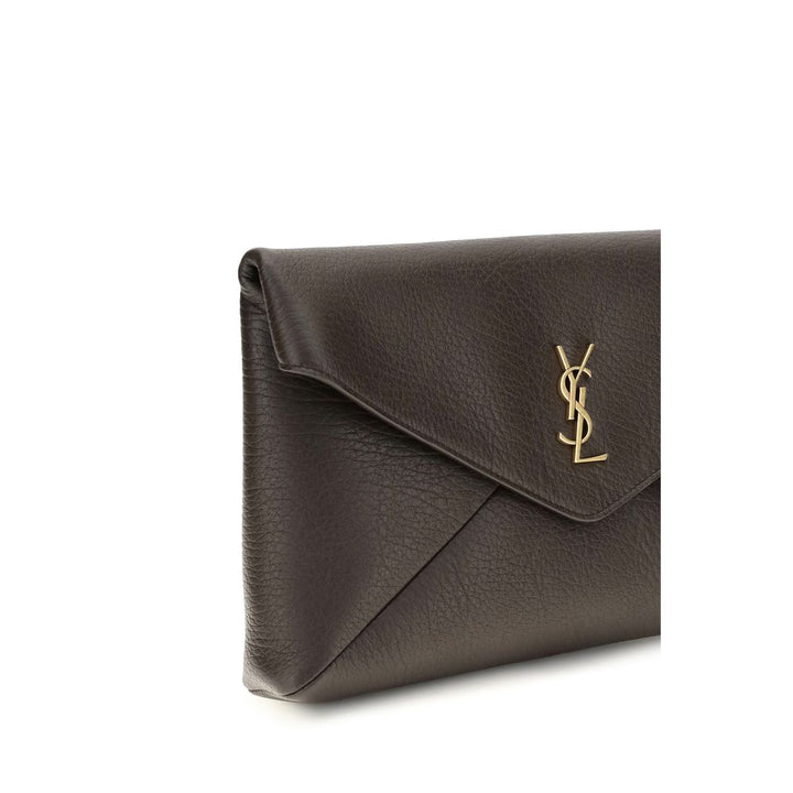 Brown Lamb Ovis Aries Aries Clutch Bag Saint Laurent