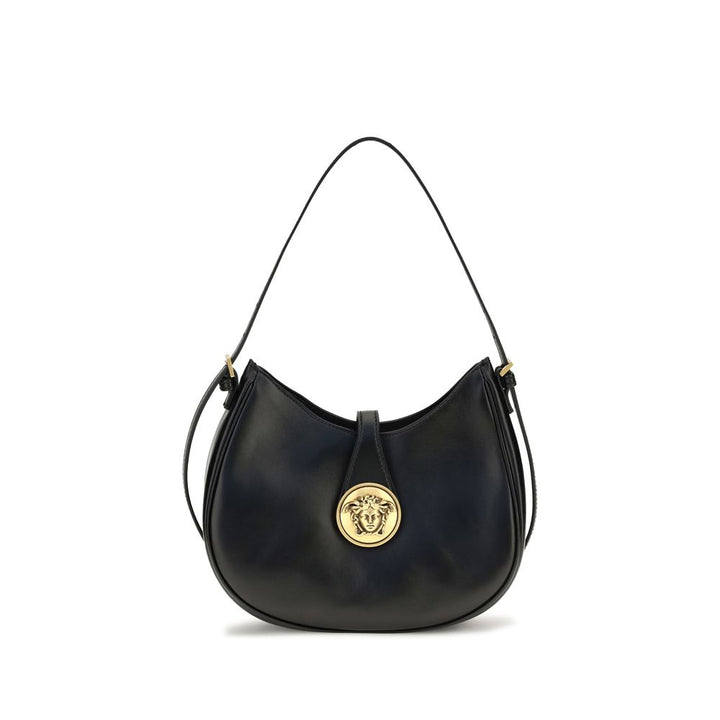 Black Calf Leather Bos Taurus Shoulder Bag Versace