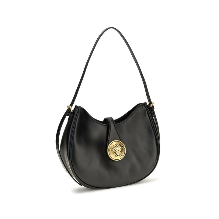 Black Calf Leather Bos Taurus Shoulder Bag Versace