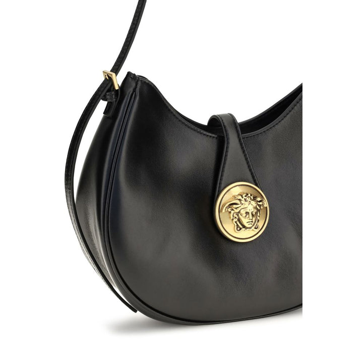 Black Calf Leather Bos Taurus Shoulder Bag Versace