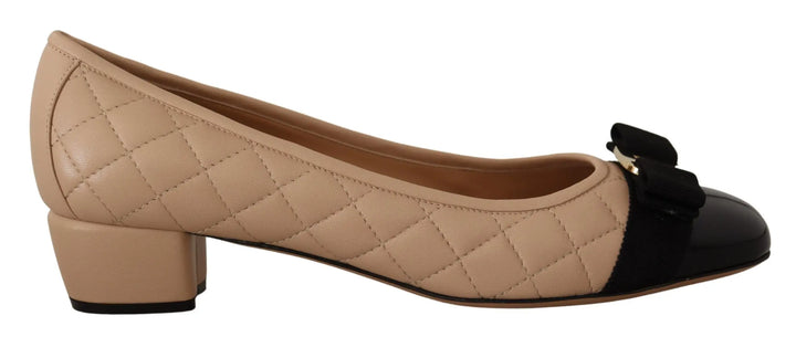 Beige and Black Nappa Leather Pumps Shoes Salvatore Ferragamo