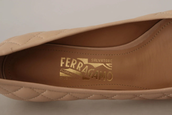 Beige and Black Nappa Leather Pumps Shoes Salvatore Ferragamo