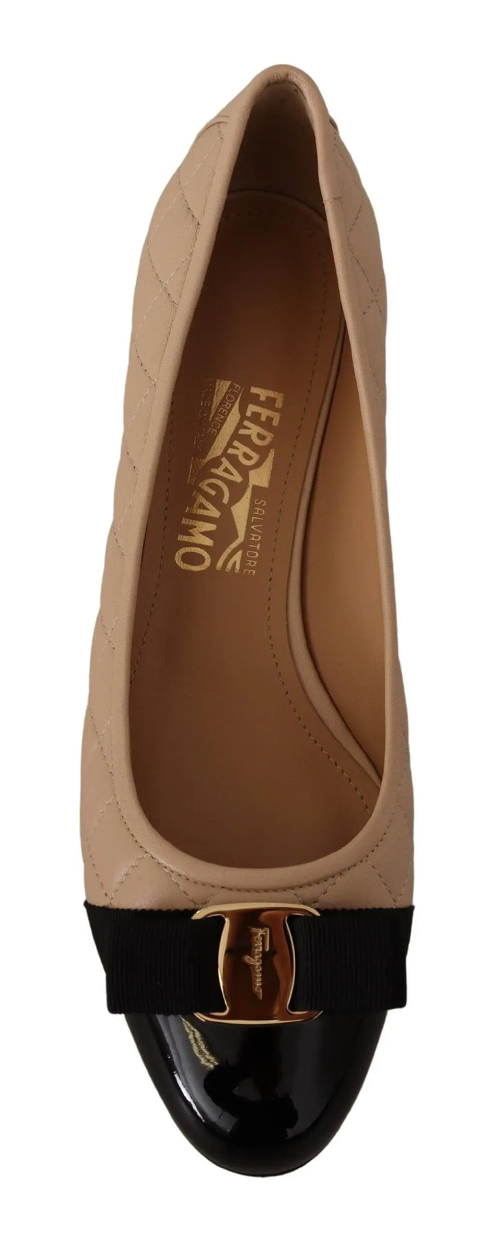 Beige and Black Nappa Leather Pumps Shoes Salvatore Ferragamo