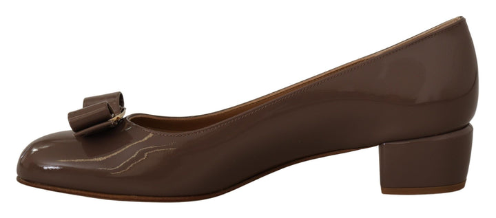 Brown Naplak Calf Leather Pumps Shoes Salvatore Ferragamo