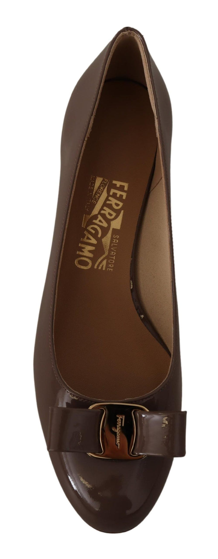 Brown Naplak Calf Leather Pumps Shoes Salvatore Ferragamo