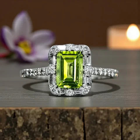 14k White Gold Peridot & Diamond Ring the layla edit.