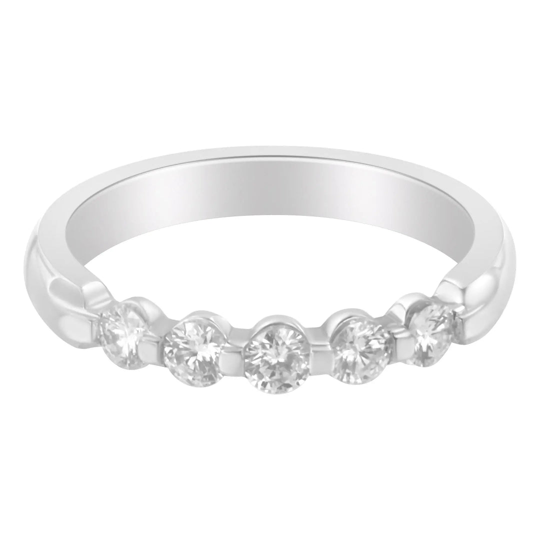 14K White Gold 1/2 cttw Diamond 5-Stone Band Ring (H-I Clarity, SI2-I1 Lime Shadow