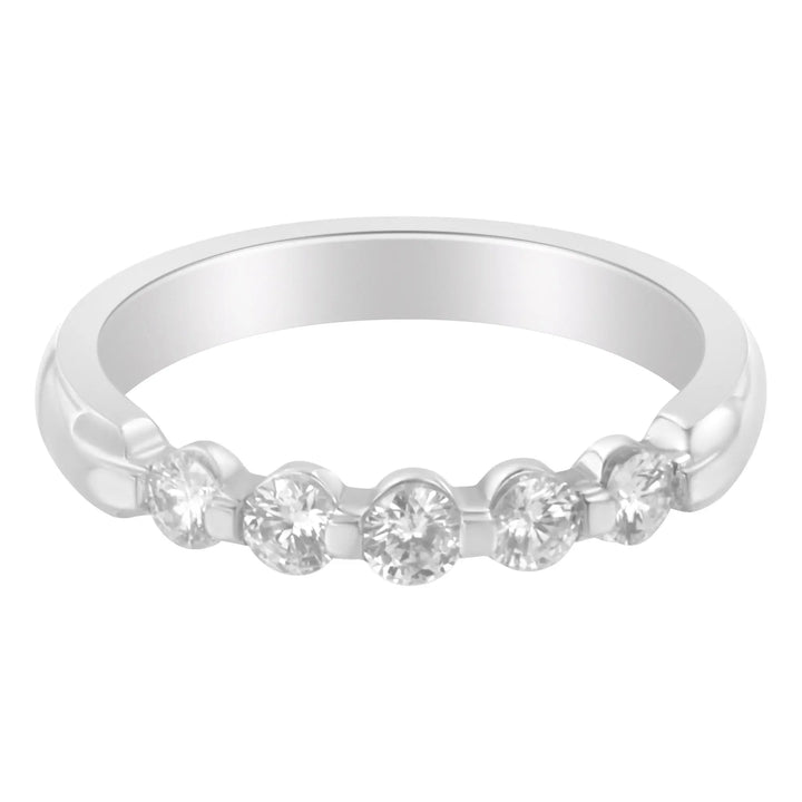 14K White Gold 1/2 cttw Diamond 5-Stone Band Ring (H-I Clarity, SI2-I1 Lime Shadow