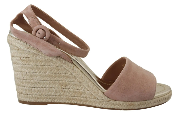 Pink Suede Leather Ankle Strap Sandals Prada