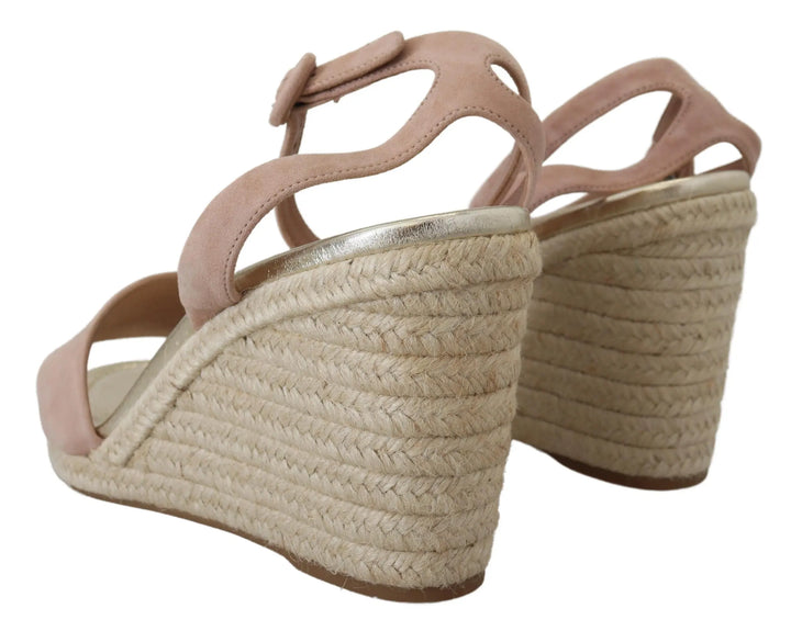 Pink Suede Leather Ankle Strap Sandals Prada