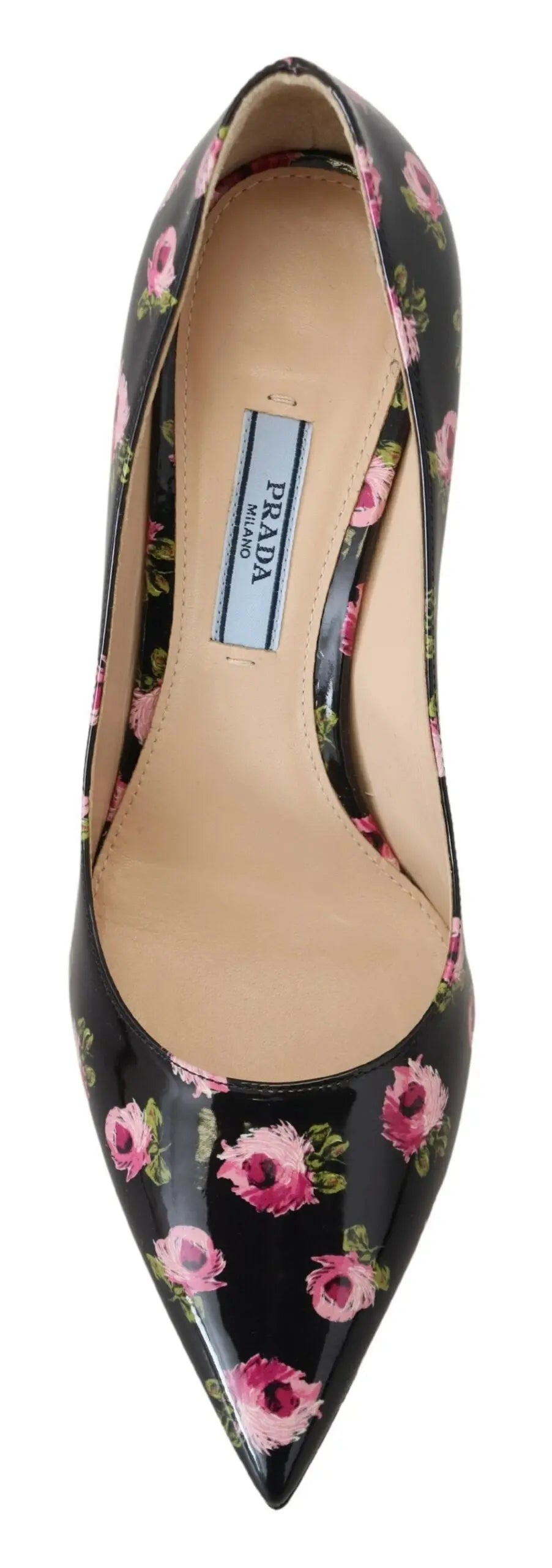 Black Leather Floral Heels Stilettos Pumps Prada