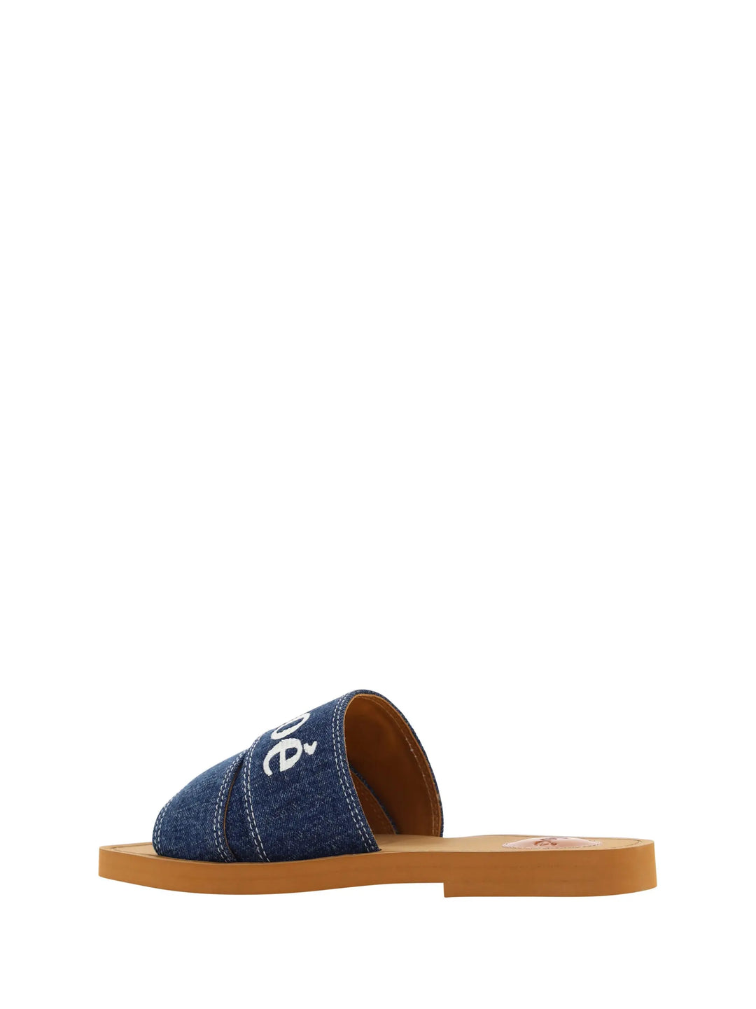 Denim Blue Cotton Slides Woody Sandals Chloé
