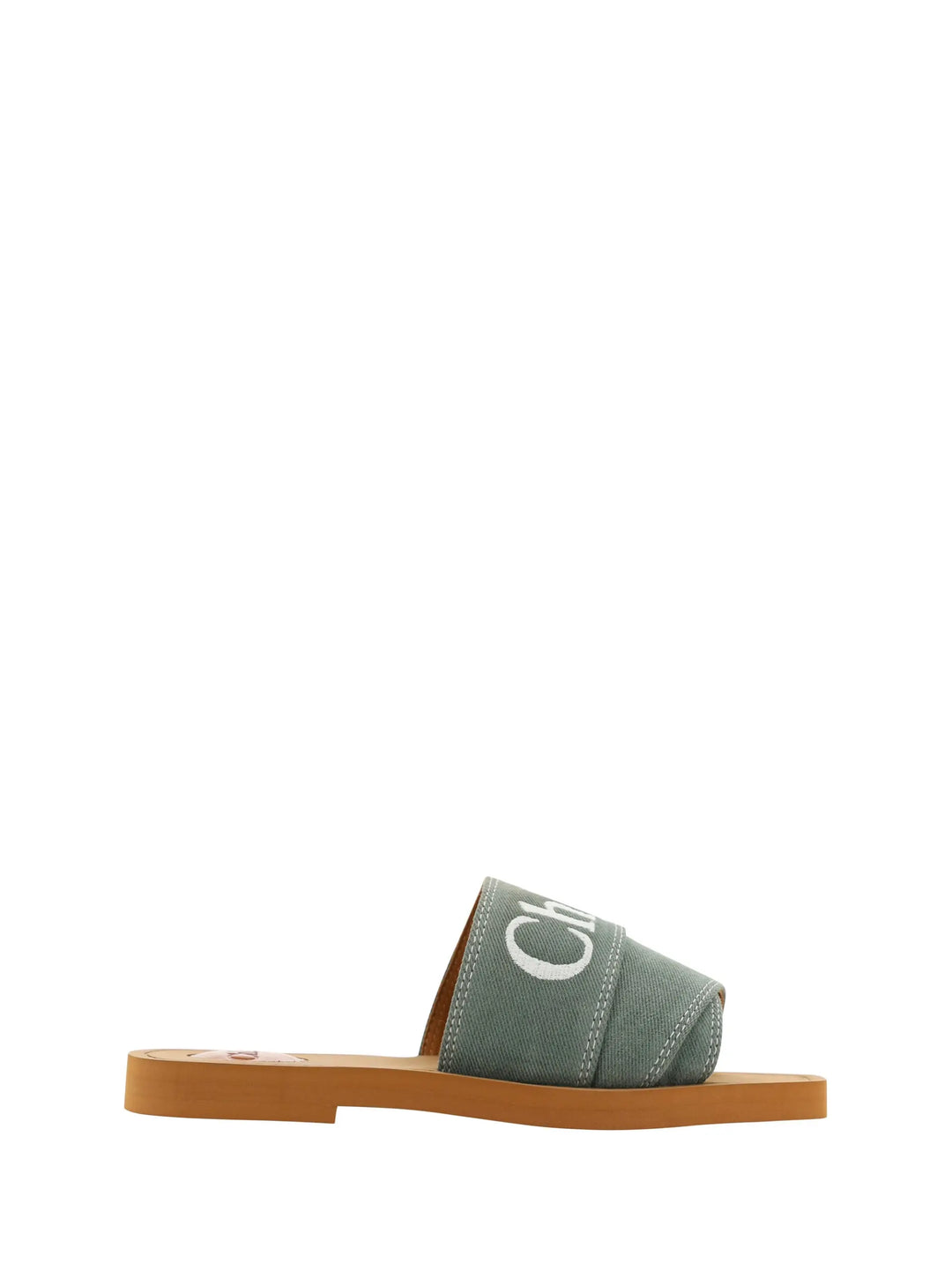 Forest Green Cotton Slides Woody Sandals Chloé