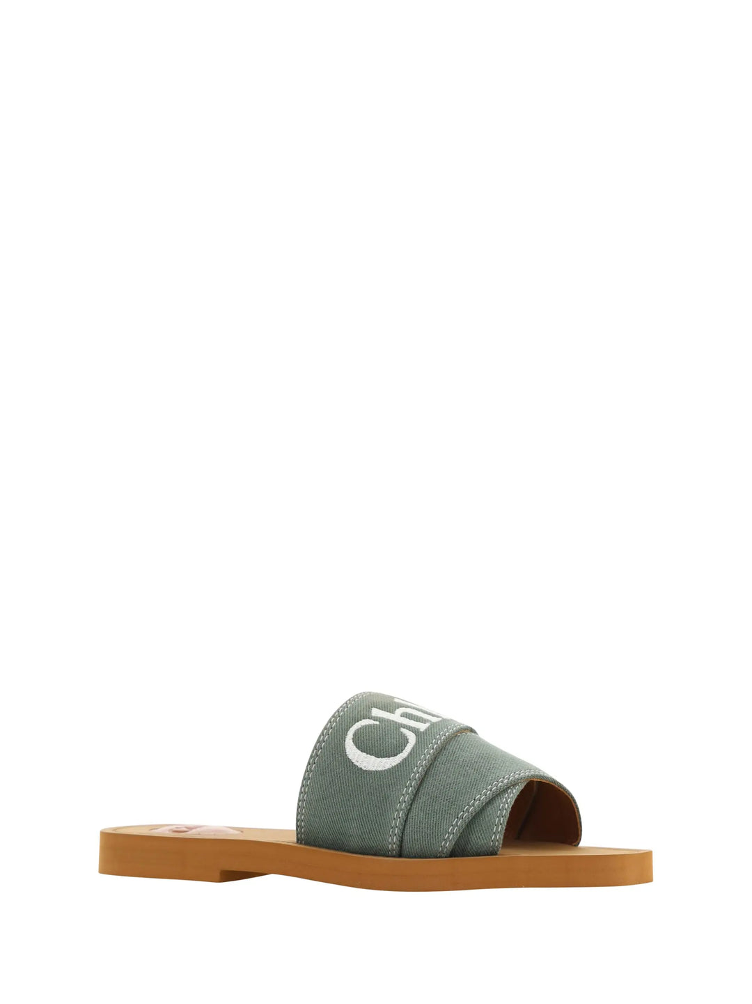 Forest Green Cotton Slides Woody Sandals Chloé