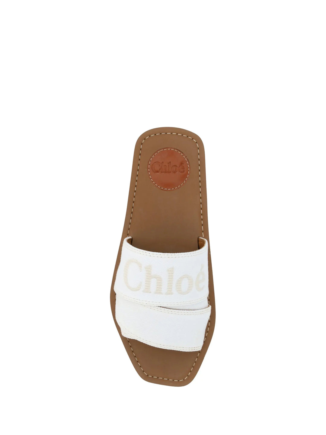 White Cotton Slides Woody Sandals Chloé