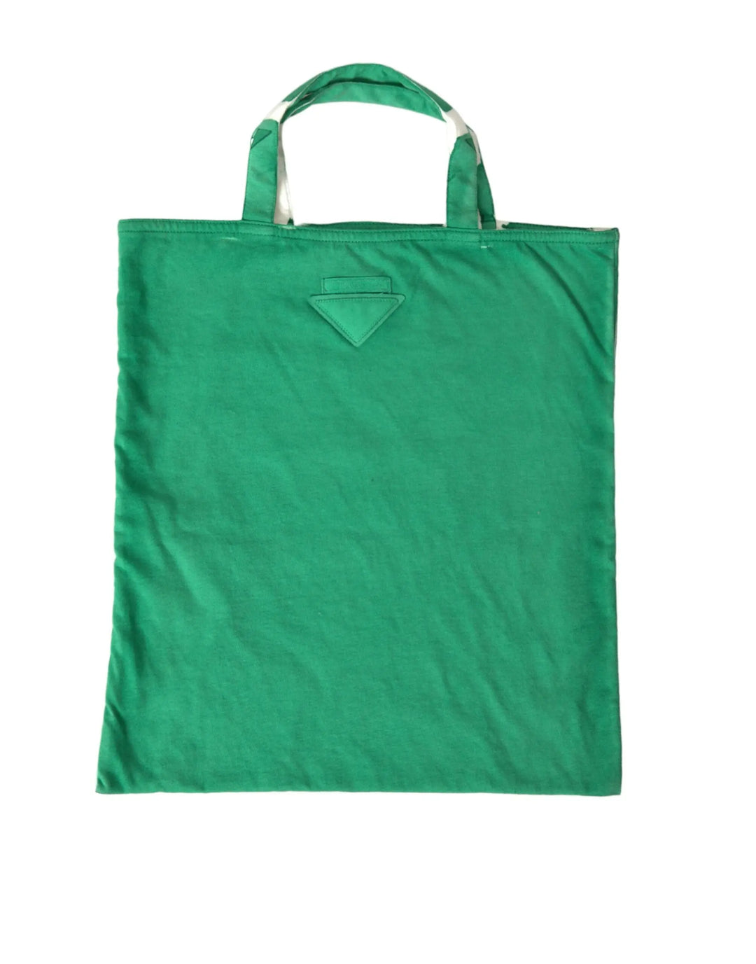 Green Jersey Fabric Logo Shoulder Shopping Tote Shopping Bag Prada