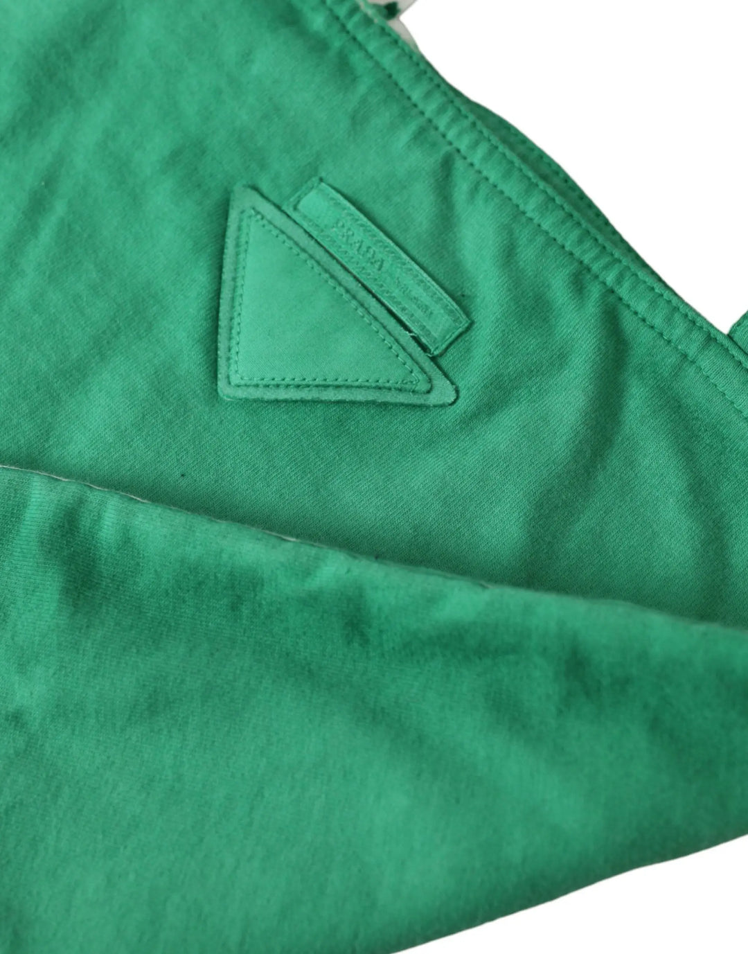 Green Jersey Fabric Logo Shoulder Shopping Tote Shopping Bag Prada