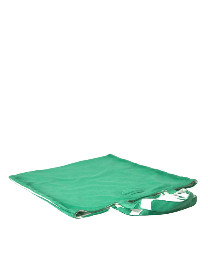 Green Jersey Fabric Logo Shoulder Shopping Tote Shopping Bag Prada