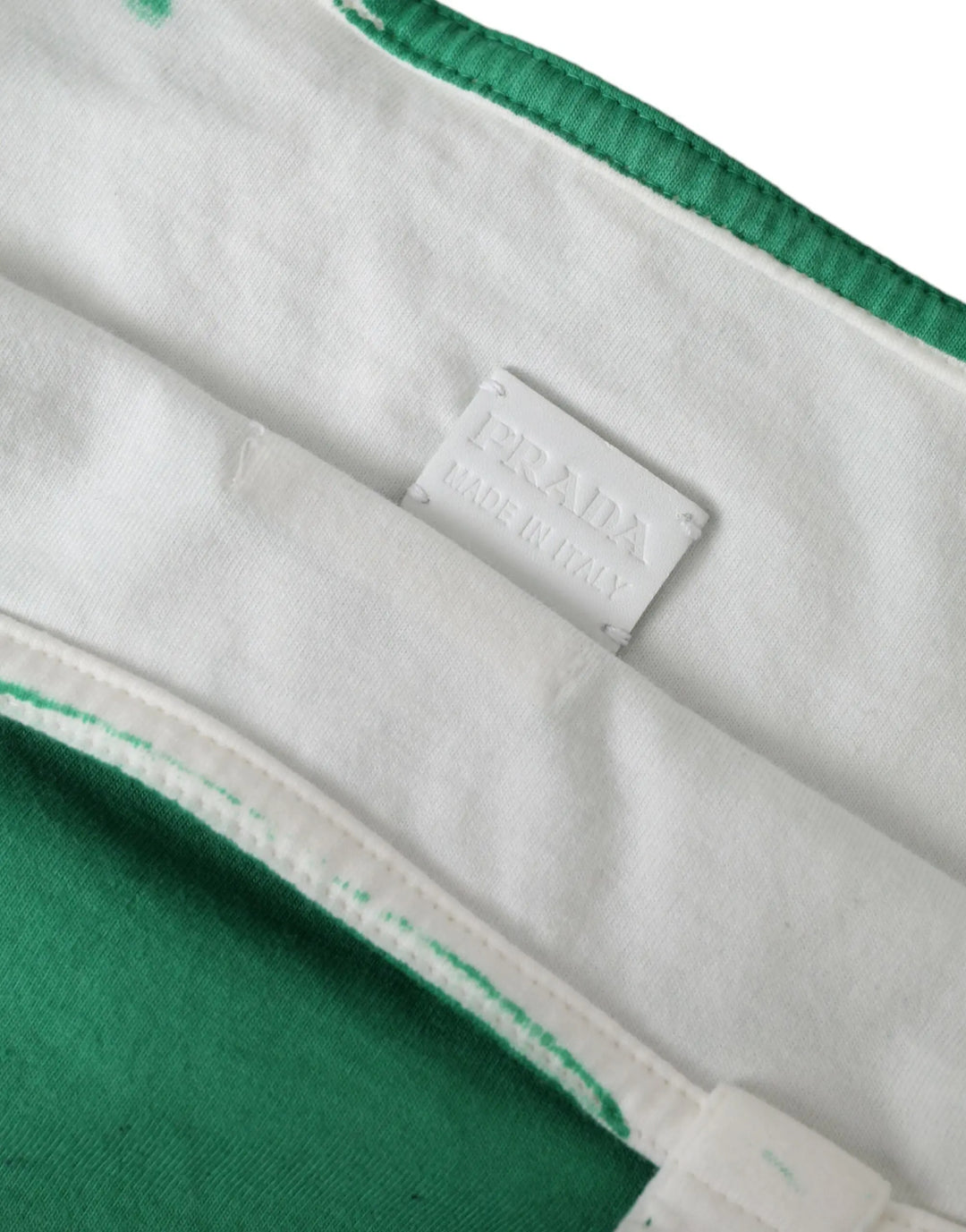 Green Jersey Fabric Logo Shoulder Shopping Tote Shopping Bag Prada