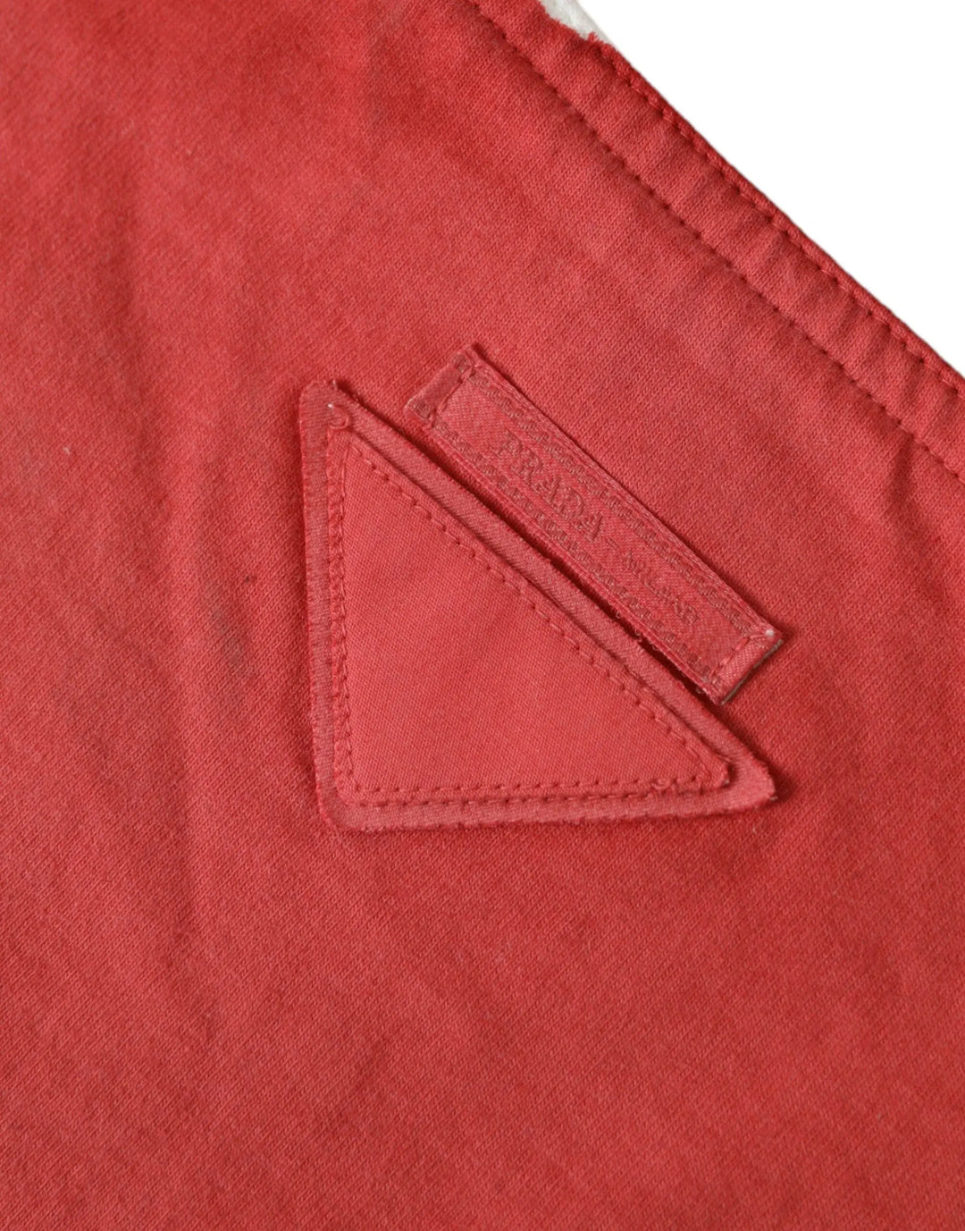 Red Jersey Fabric Logo Shoulder Shopping Tote Bag Prada