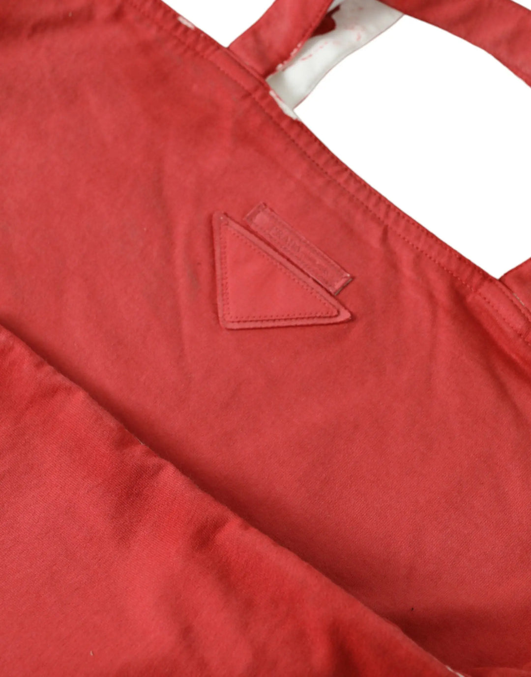 Red Jersey Fabric Logo Shoulder Shopping Tote Bag Prada