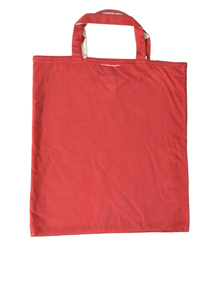 Red Jersey Fabric Logo Shoulder Shopping Tote Bag Prada