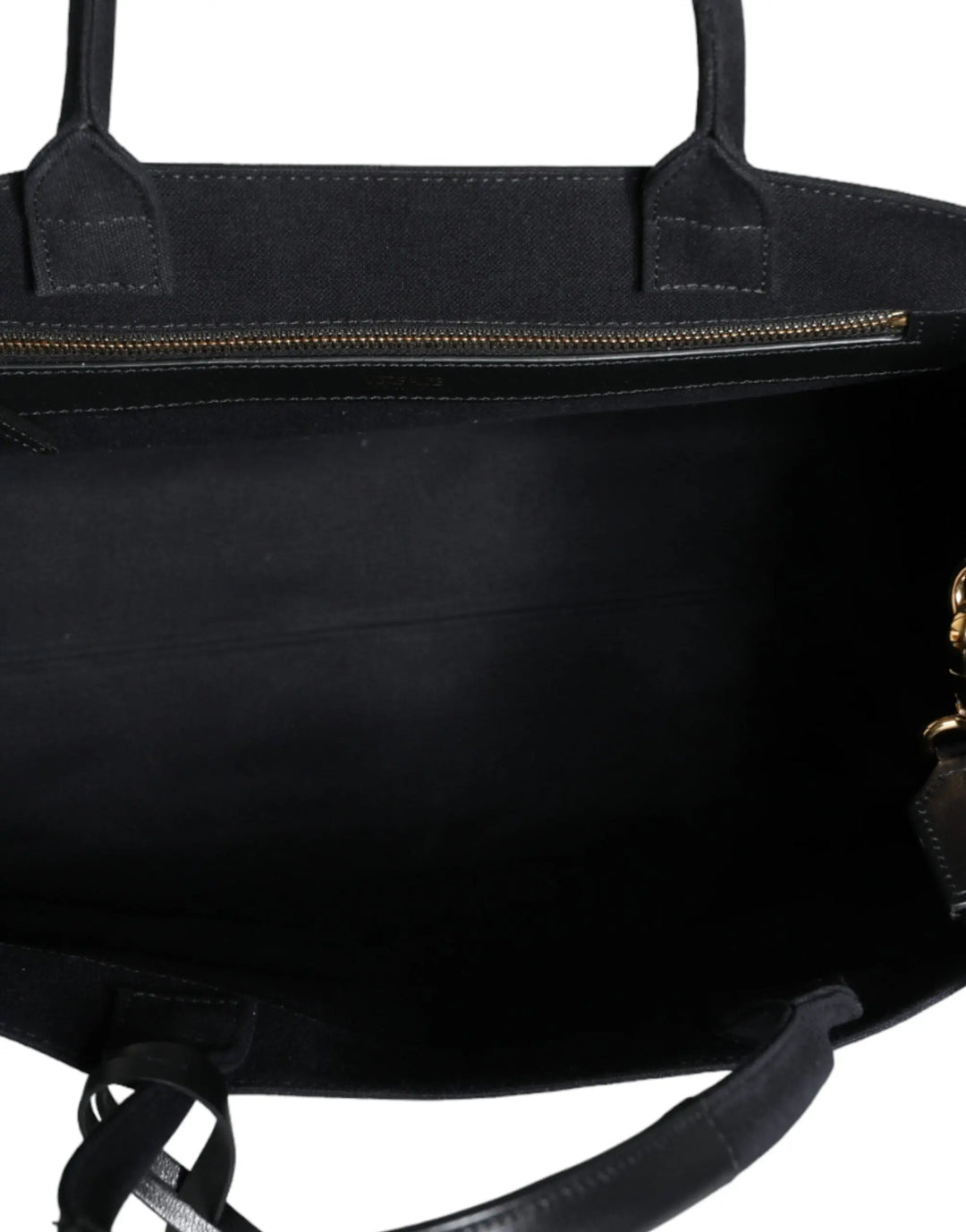 Black Top Handle Canvas Leather Logo Crossbody Tote Bag Versace