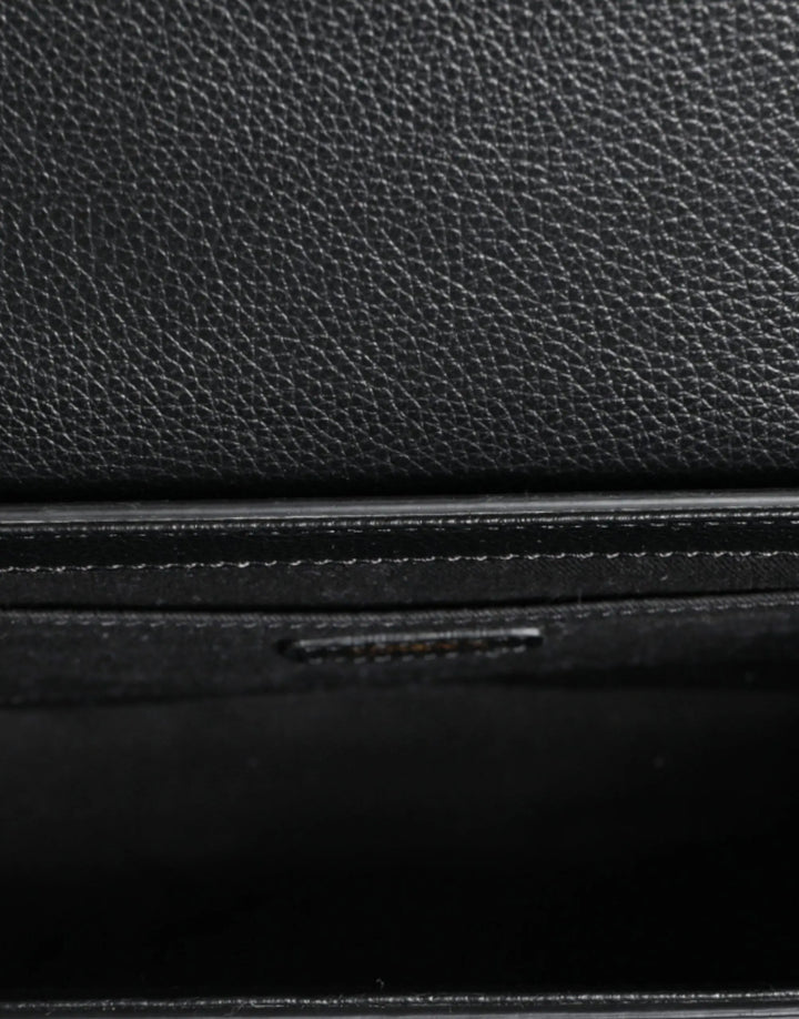 Black Grainy Calf Leather Logo Crossbody Shoulder Bag Versace
