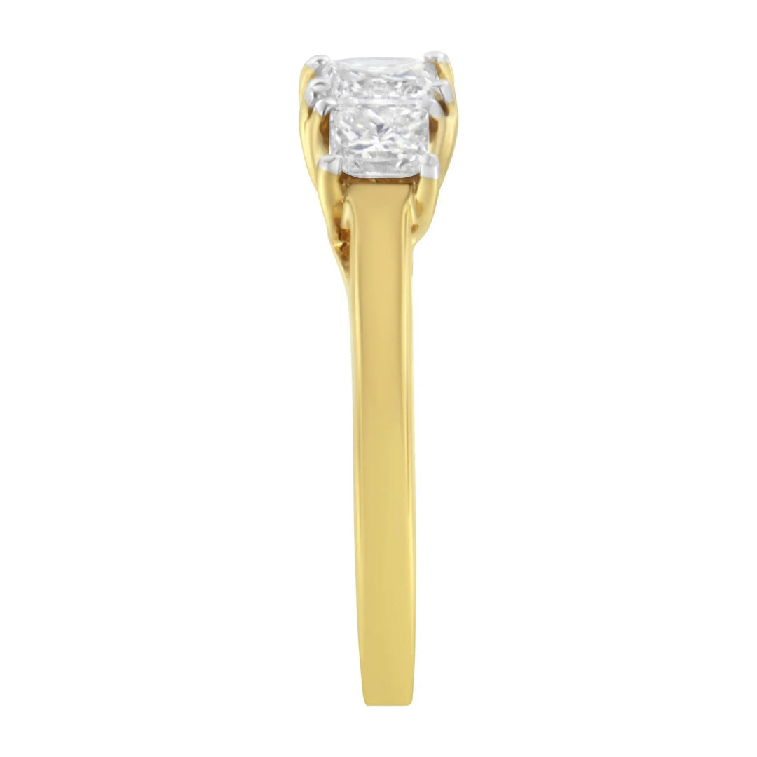 10K Yellow Gold Princess-Cut Diamond Three Stone Band Ring (1 Cttw, Lime Shadow