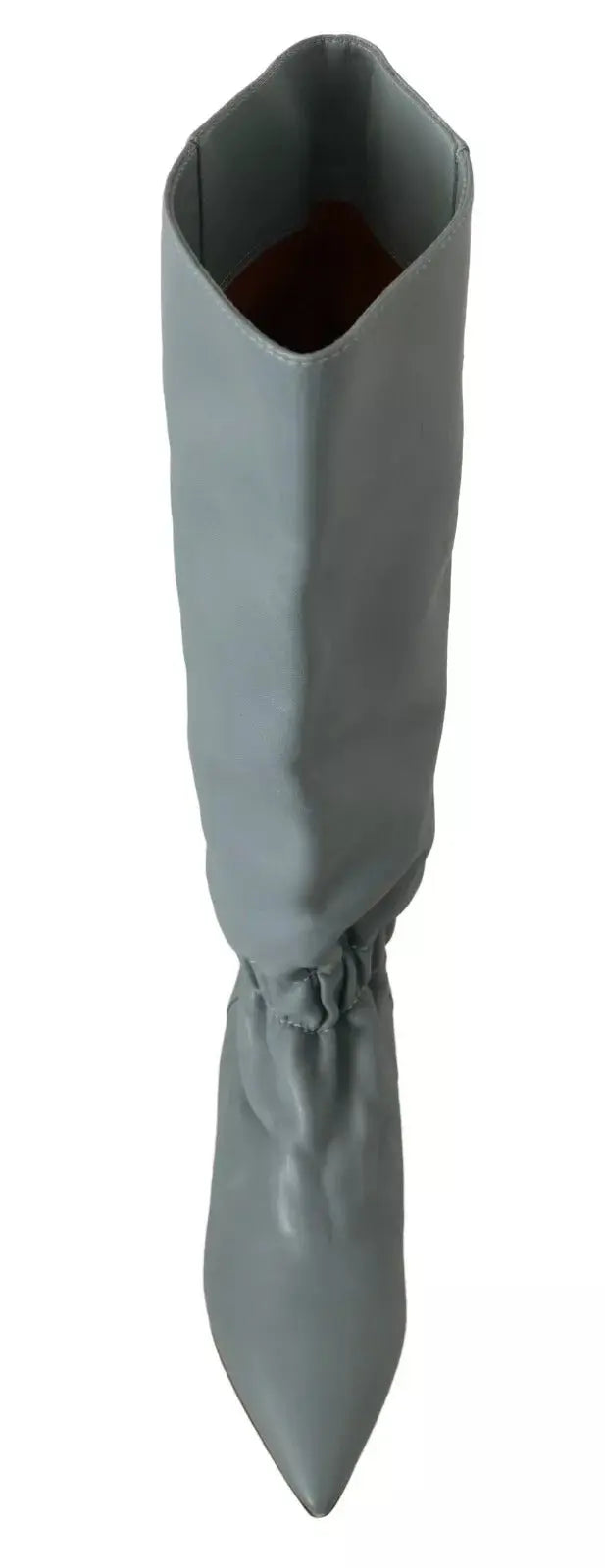 Blue Leather Elastic Flats Pull On Knee High Boots Shoes Valentino