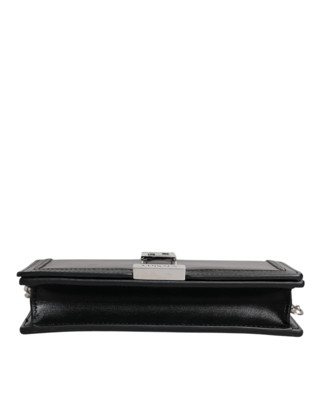 Black Calfskin Leather Chain Strap Shoulder Crossbody Bag Versace