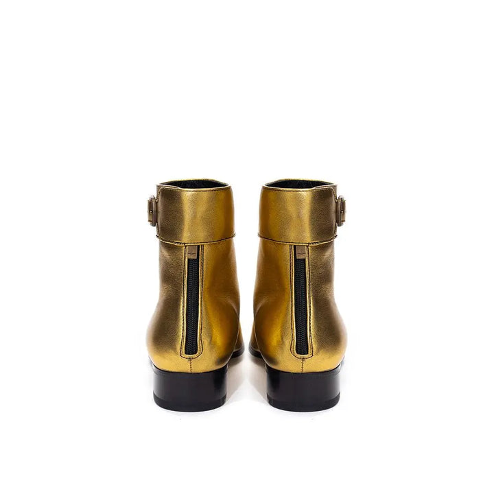 Gold Leather Ankle Boots Saint Laurent