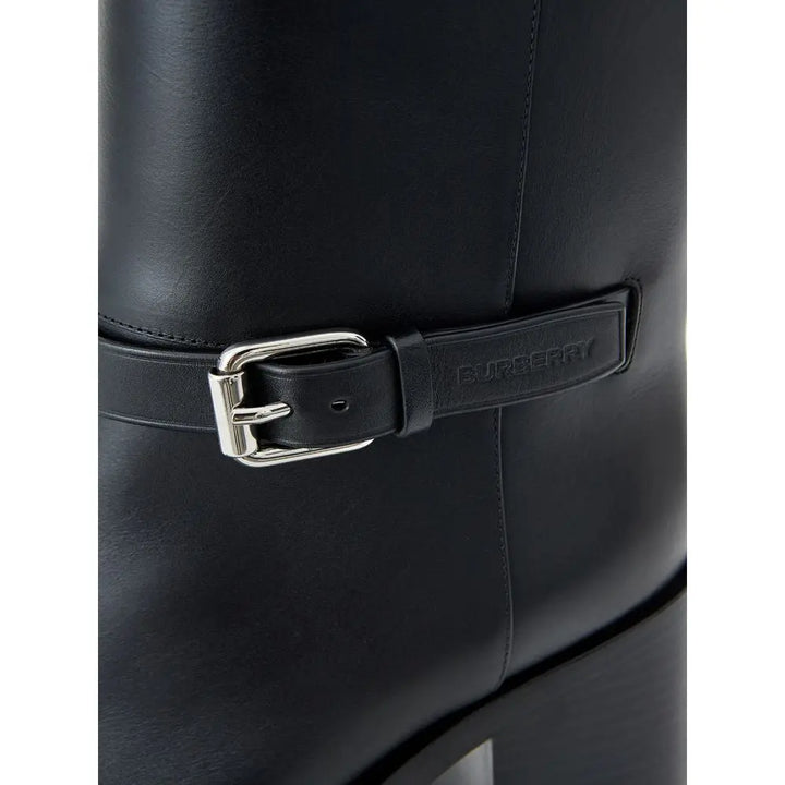 Black Leather Ankle Boots Burberry