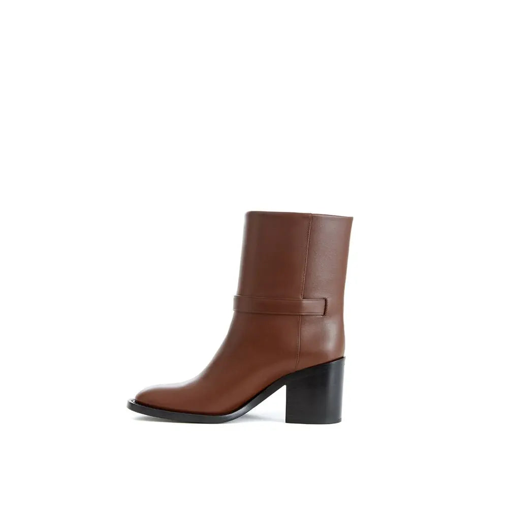 Brown Leather Ankle Boots Burberry