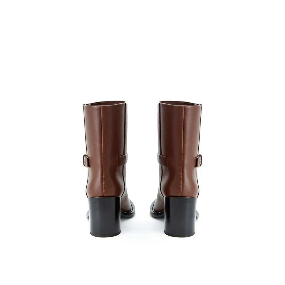 Brown Leather Ankle Boots Burberry