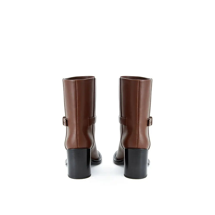 Brown Leather Ankle Boots Burberry