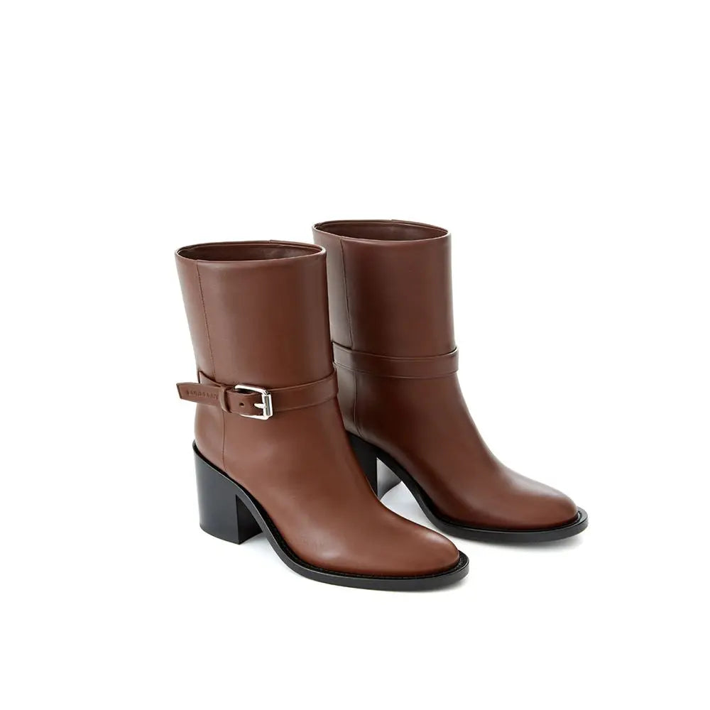 Brown Leather Ankle Boots Burberry