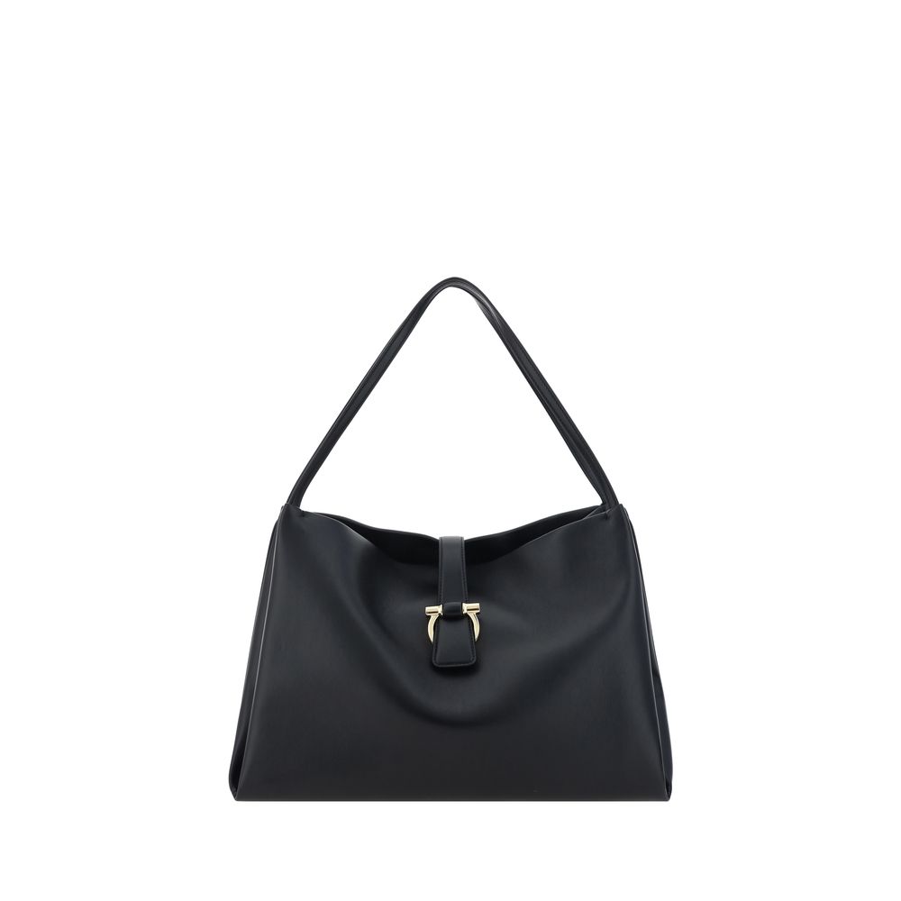 Black Calf Leather Bos Taurus Handbag Ferragamo